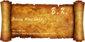 Baig Kazimir névjegykártya